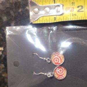 ** 3/$5 **  Earrings, pierced dangle orange/red